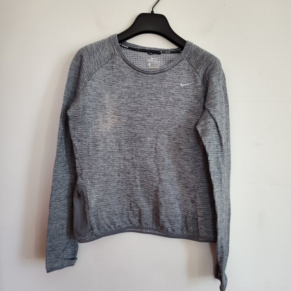 Ladies SZ M Nike Grey Dri-Fit Long-Sleeve T-Shirt